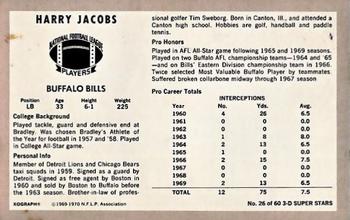 1970 Kellogg's #26 Harry Jacobs Back