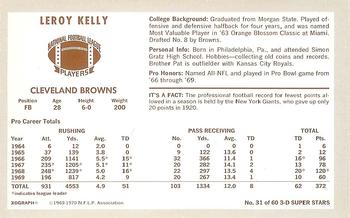 1970 Kellogg's #31 Leroy Kelly Back