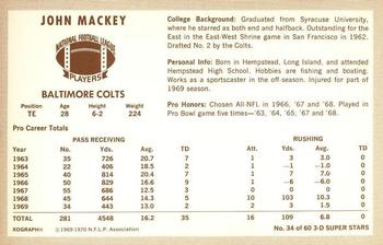 1970 Kellogg's #34 John Mackey Back