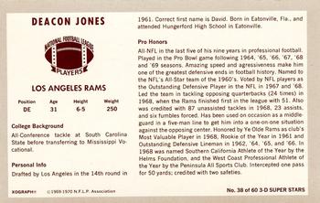 1970 Kellogg's #38 Deacon Jones Back