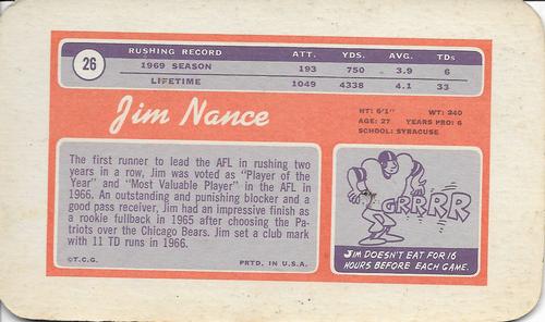 1970 Topps Super #26 Jim Nance  Back