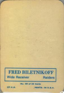 1970 Topps - Glossy #32 Fred Biletnikoff  Back