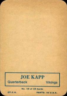 1970 Topps - Glossy #12 Joe Kapp  Back
