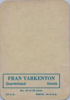 1970 Topps - Glossy #15 Fran Tarkenton  Back