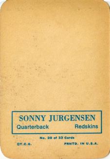 1970 Topps - Glossy #20 Sonny Jurgensen  Back
