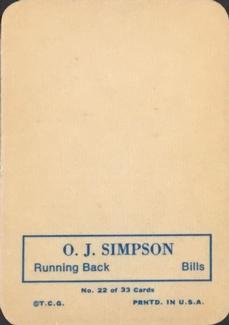 1970 Topps - Glossy #22 O.J. Simpson  Back