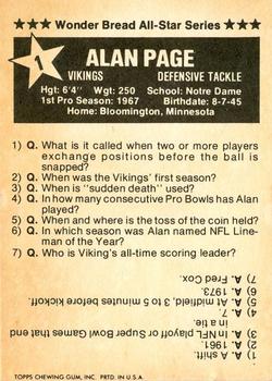 1975 Wonder Bread #1 Alan Page  Back
