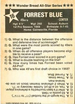 1975 Wonder Bread #16 Forrest Blue  Back