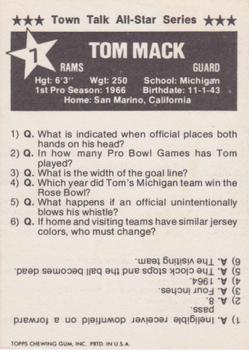 1975 Town Talk Bread #7 Tom Mack  Back