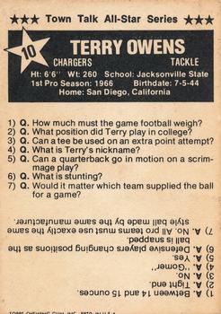 1975 Town Talk Bread #10 Terry Owens  Back