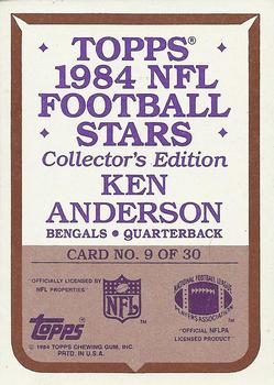 1984 Topps - 1984 NFL Football Stars Collector's Edition (Glossy Send-Ins) #9 Ken Anderson  Back