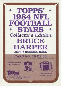 1984 Topps - 1984 NFL Football Stars Collector's Edition (Glossy Send-Ins) #28 Bruce Harper  Back