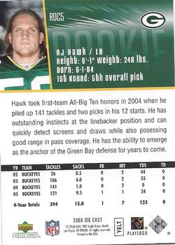 2006 Upper Deck Collectibles Diecast Cards Rookies #RDC5 A.J. Hawk Back