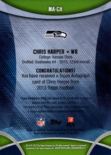 2013 Topps Mini - Mini Autographs #MA-CH Chris Harper Back