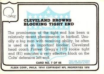 1976 Fleer Team Action #7 Blocking Tight End Back