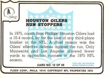 1976 Fleer Team Action #12 Run Stoppers Back