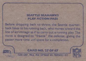 1977 Fleer Team Action #27 Play Action Pass Back