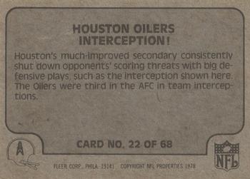 1978 Fleer Team Action #22 Interception! Back