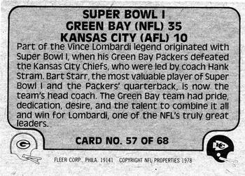 1978 Fleer Team Action #57 Super Bowl I Back