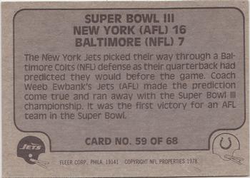 1978 Fleer Team Action #59 Super Bowl III Back