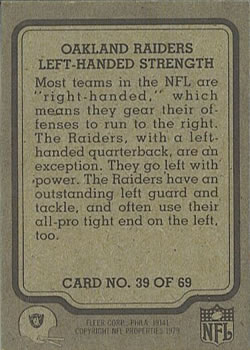 1979 Fleer Team Action #39 Left-Handed Strength Back