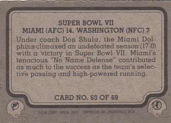 1979 Fleer Team Action #63 Super Bowl VII Back