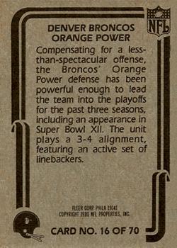 1980 Fleer Team Action #16 Orange Power Back