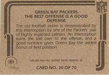 1980 Fleer Team Action #20 The Best Offense is a Good Defense Back