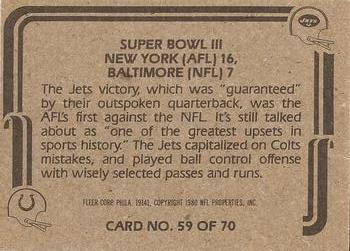 1980 Fleer Team Action #59 Super Bowl III Back
