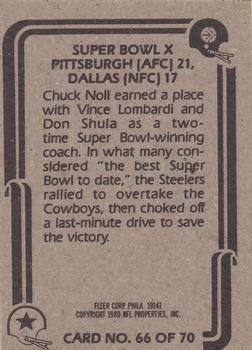 1980 Fleer Team Action #66 Super Bowl X Back