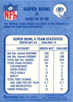 1981 Fleer Team Action #58 Super Bowl II Back