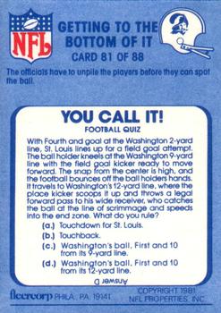 1981 Fleer Team Action #81 Getting to the Bottom of It Back