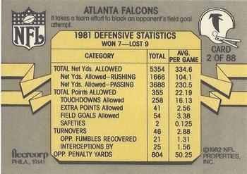 1982 Fleer Team Action #2 Airborne Falcons Back