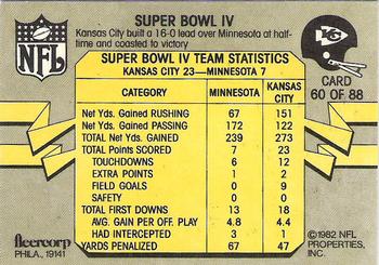 1982 Fleer Team Action #60 Super Bowl IV Back