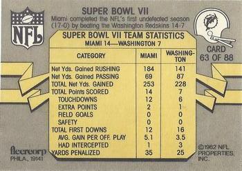 1982 Fleer Team Action #63 Super Bowl VII Back