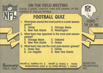 1982 Fleer Team Action #76 On the Field Meeting Back