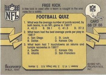 1982 Fleer Team Action #88 Free Kick Back