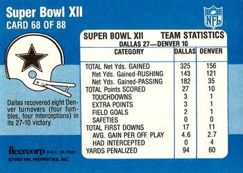 1983 Fleer Team Action #68 Super Bowl XII Back