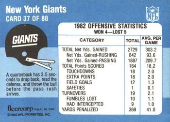 1983 Fleer Team Action #37 Setting Up to Pass Back
