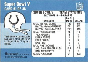 1983 Fleer Team Action #61 Super Bowl V Back