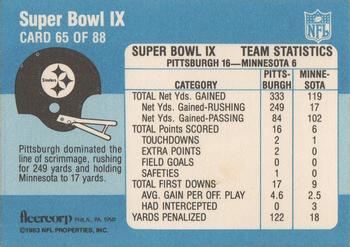 1983 Fleer Team Action #65 Super Bowl IX Back