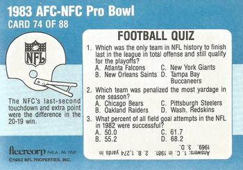 1983 Fleer Team Action #74 1983 AFC-NFC Pro Bowl Back