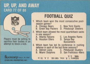 1983 Fleer Team Action #77 Up, Up, and Away Back