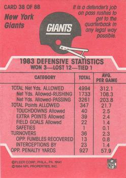1984 Fleer Team Action #38 Leaping to the Aid of a Teammate Back