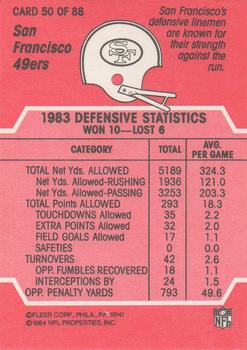 1984 Fleer Team Action #50 Nowhere to Go but Down Back