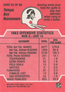 1984 Fleer Team Action #53 When He Hits the Ground, He's Gone Back