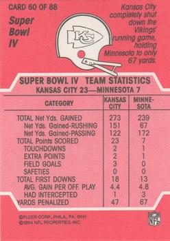 1984 Fleer Team Action #60 Super Bowl IV Back