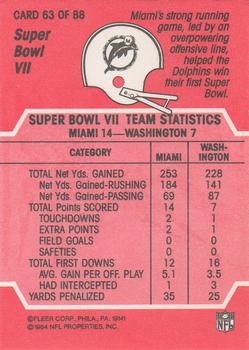 1984 Fleer Team Action #63 Super Bowl VII Back