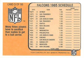 1985 Fleer Team Action #3 Flying Falcon Back