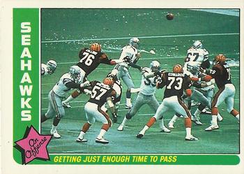 1985 Fleer Team Action #76 Getting Just Enough Time to Pass Front